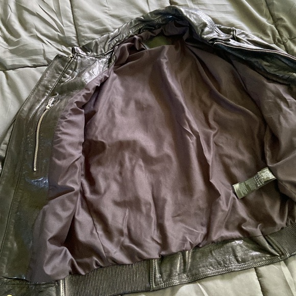 All Saints black leather jacket, slim fit, size large - Picture 3 of 16